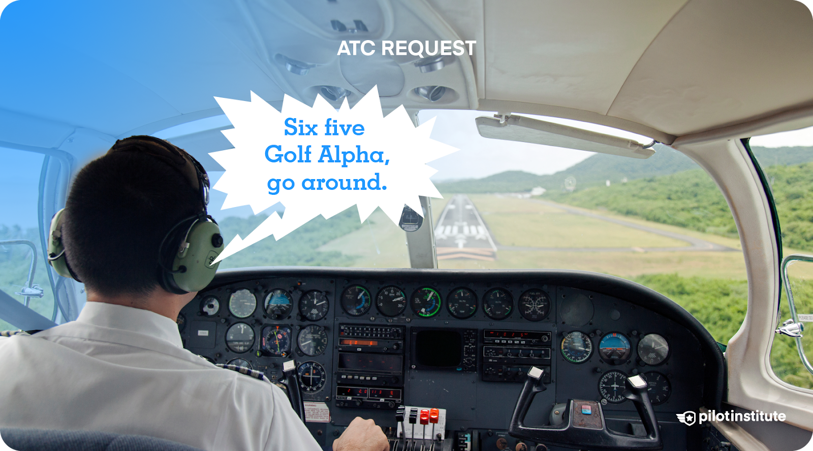 ATC informs a pilot on short approach to go around.