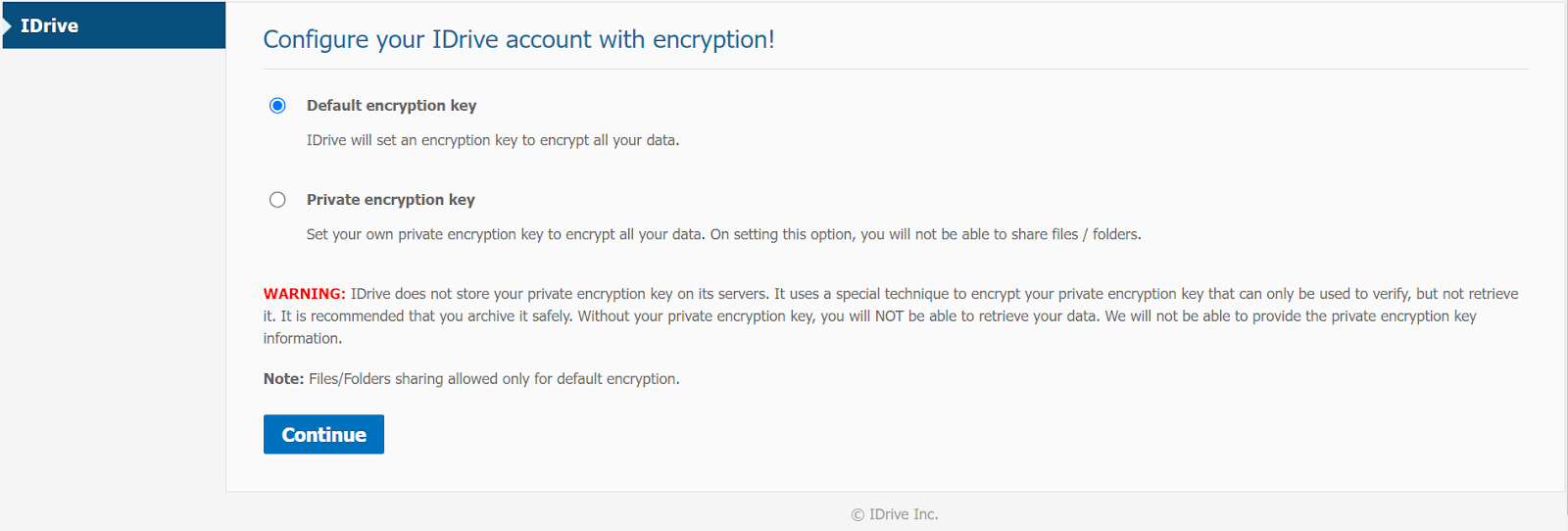 IDrive encryption