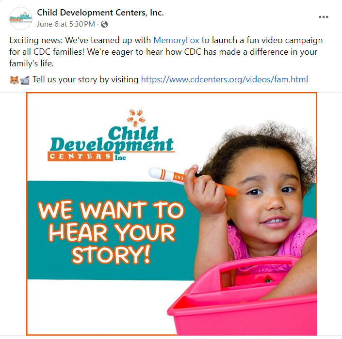 Collecting Stories: 5 Places to Share A MemoryFox Campaign child development centers