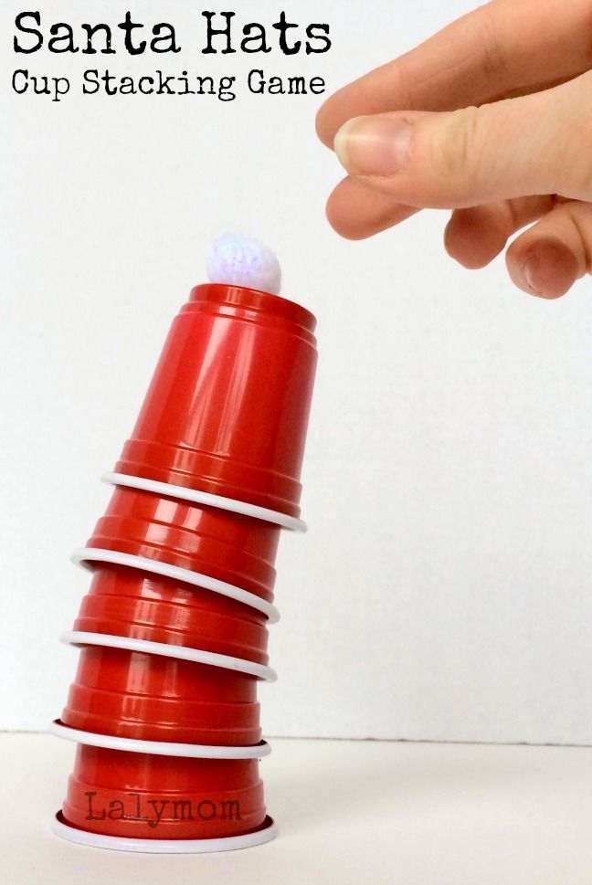 santa hat cups stacking christmas game