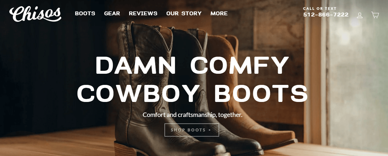 An example of a website header containing a value proposition for a clothing brand