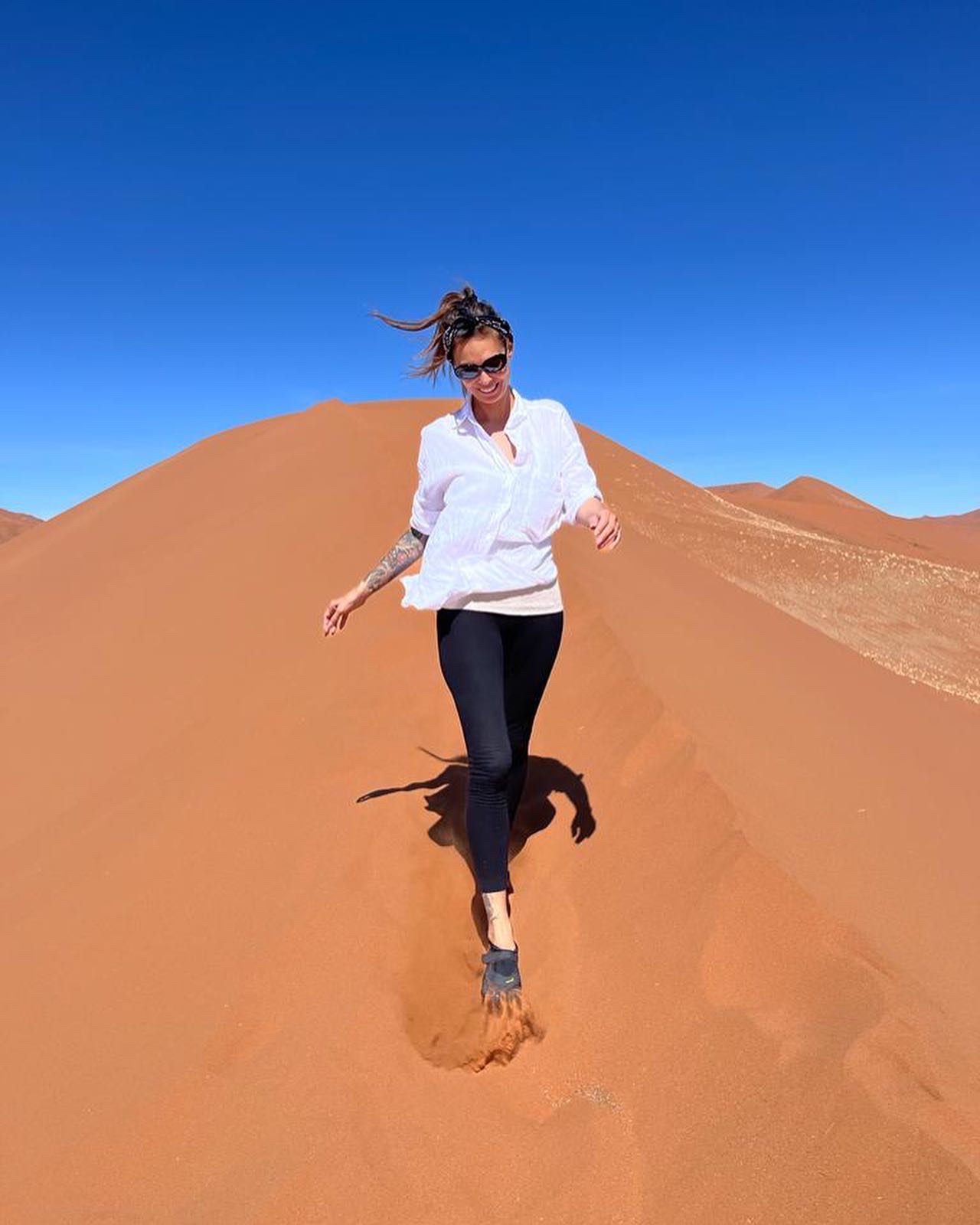 Tera walking on the sands of Namibia.