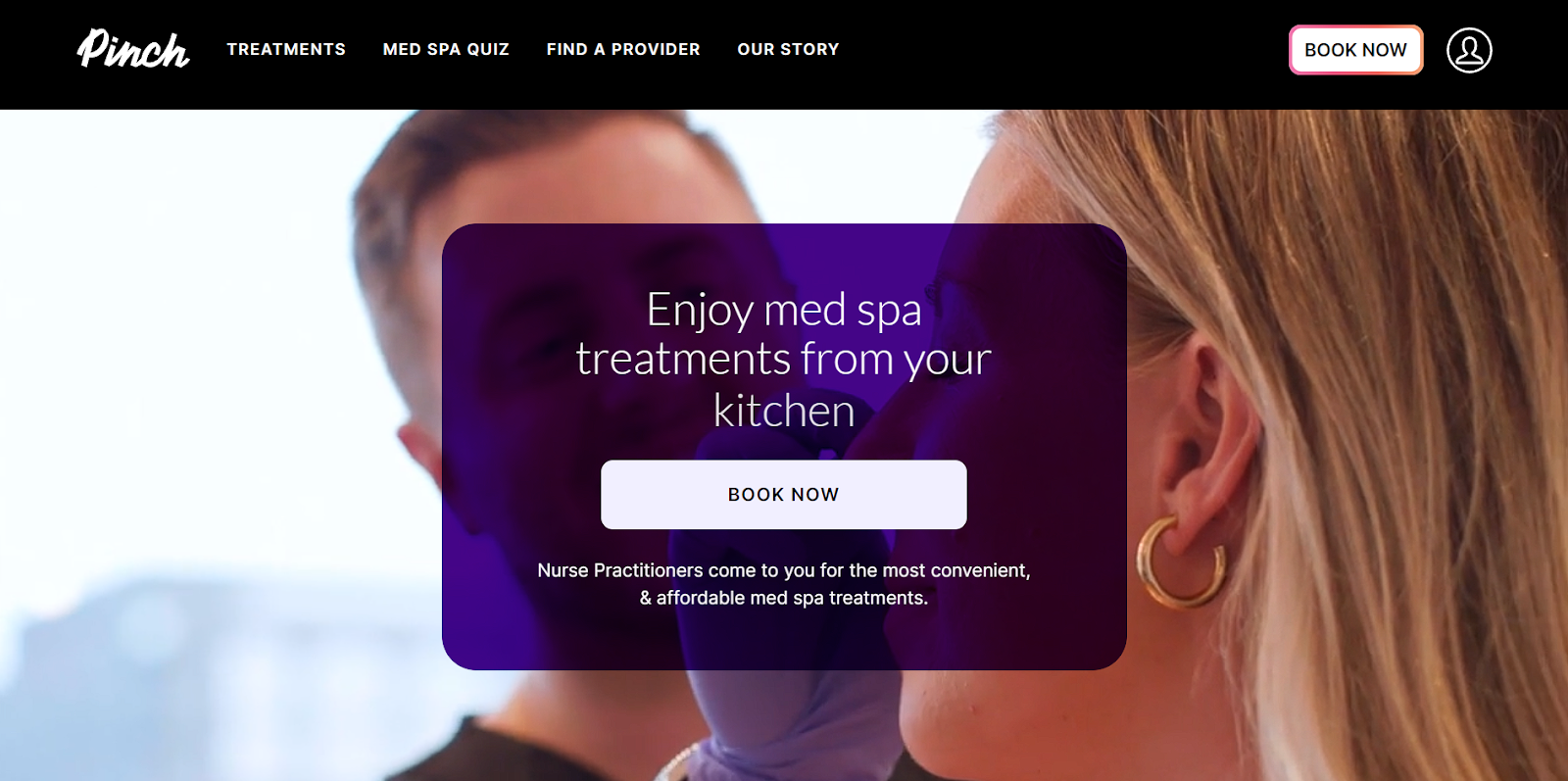 An example of a website header showcasing the brand’s offer in a video format