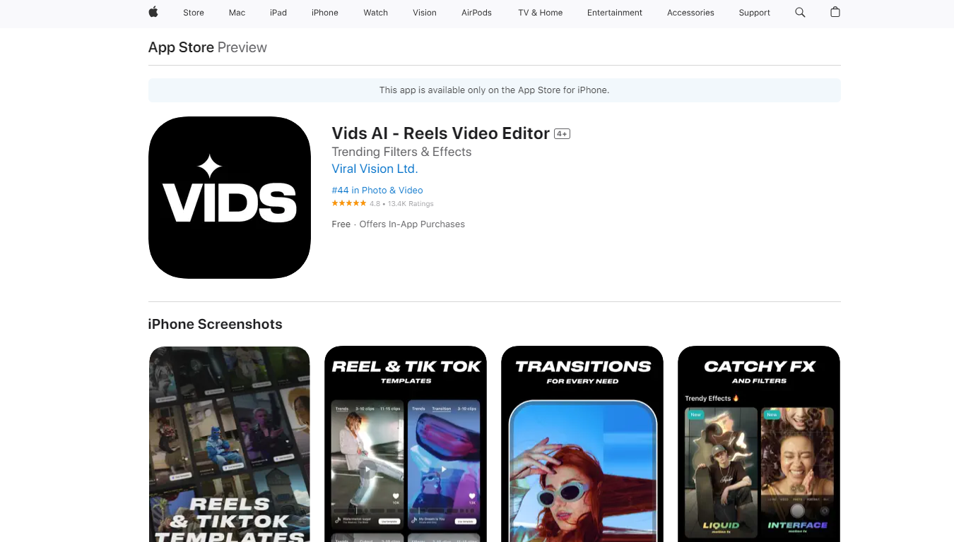 Vids AI Reels Video Editor