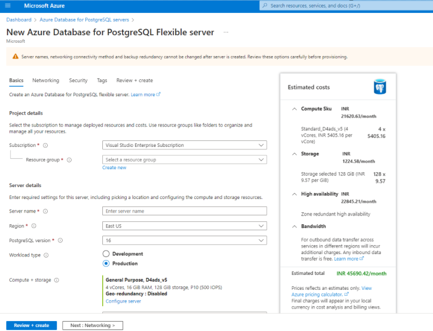 New Azure Database for PostgreSQL Flexible server