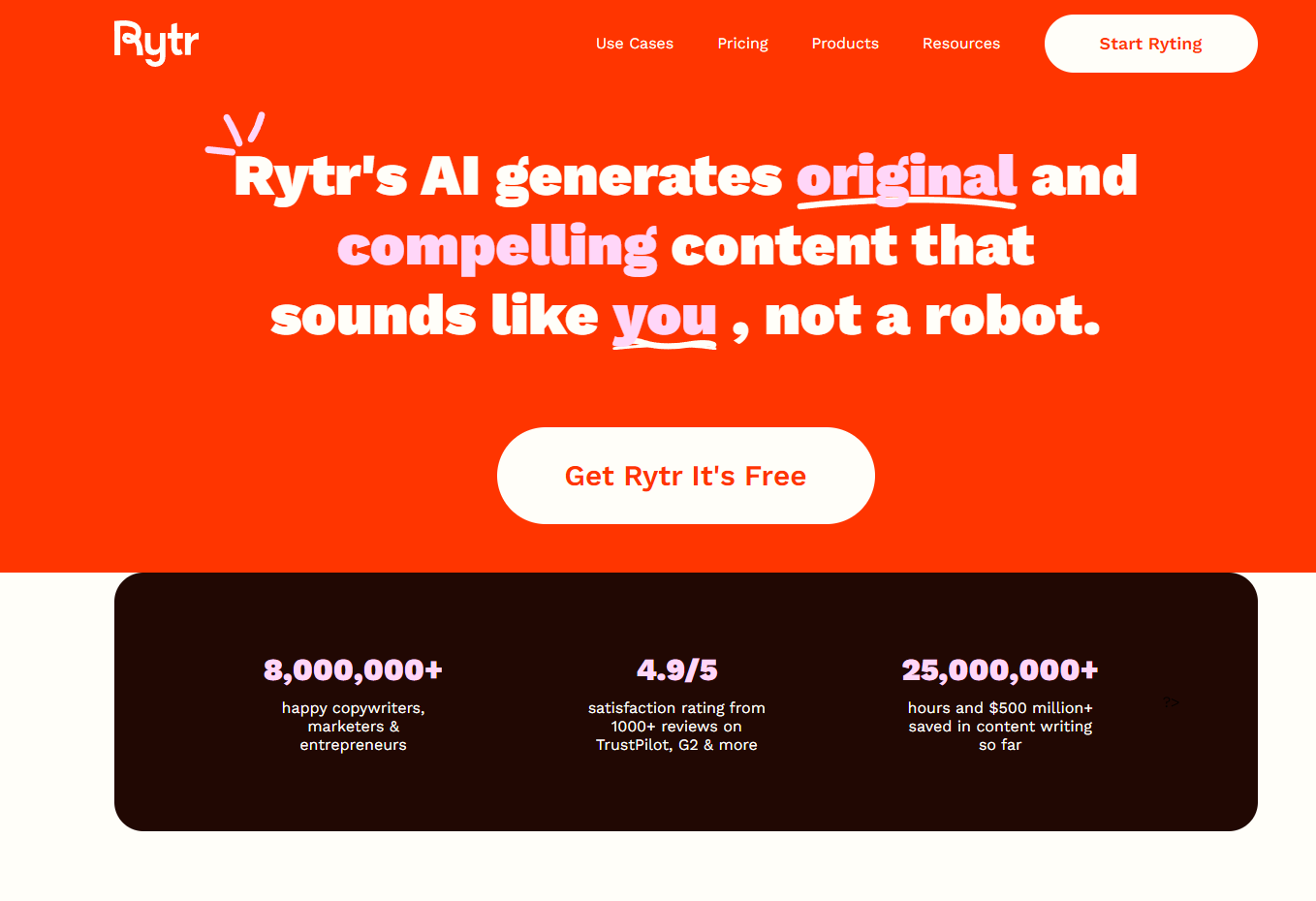 Rytr landing page