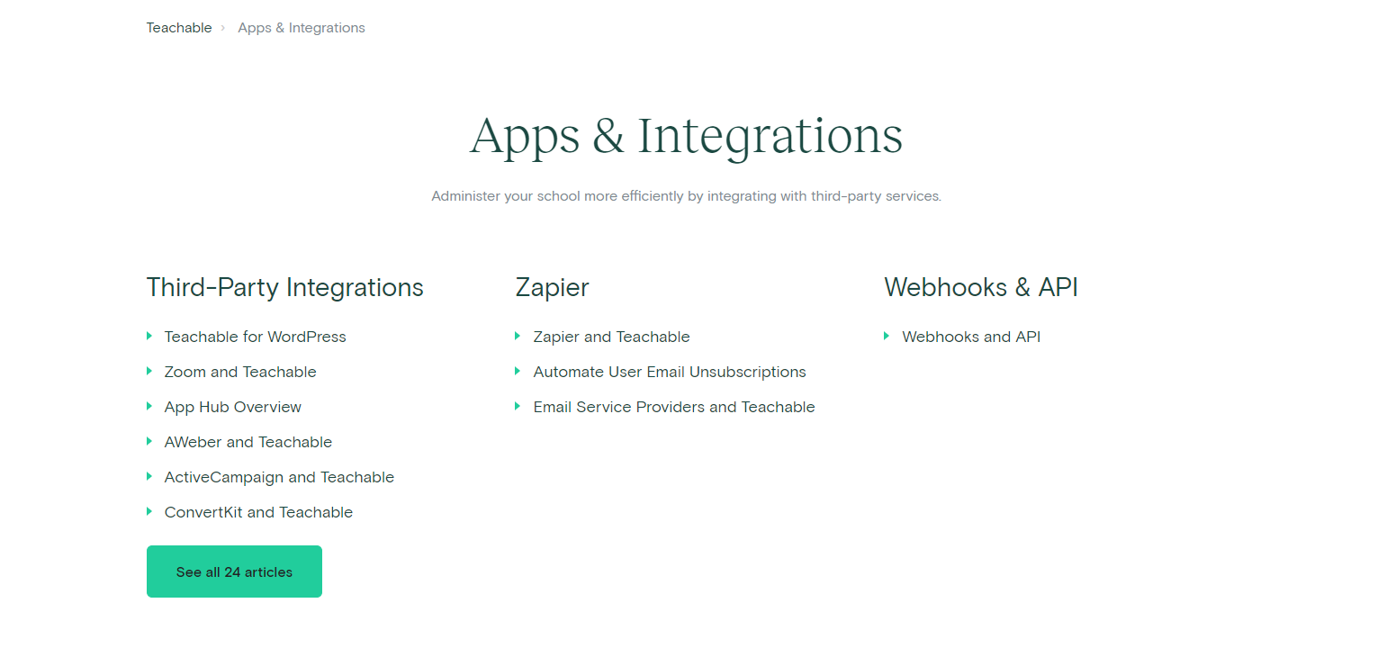 Teachable Apps and Integration