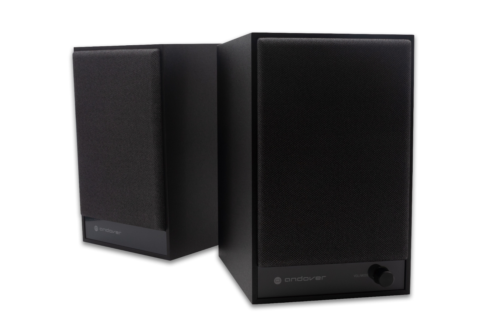 Andover Audio SpeakEasy 4 powered speakers in black color.