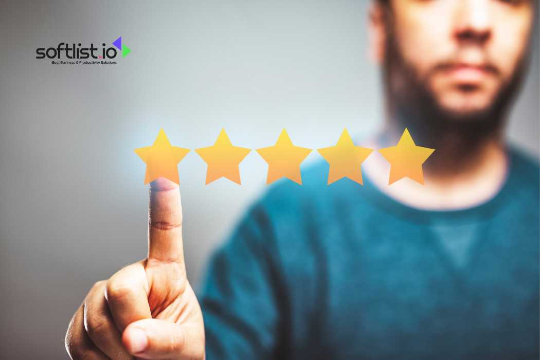 Person giving a five-star rating with a finger touch