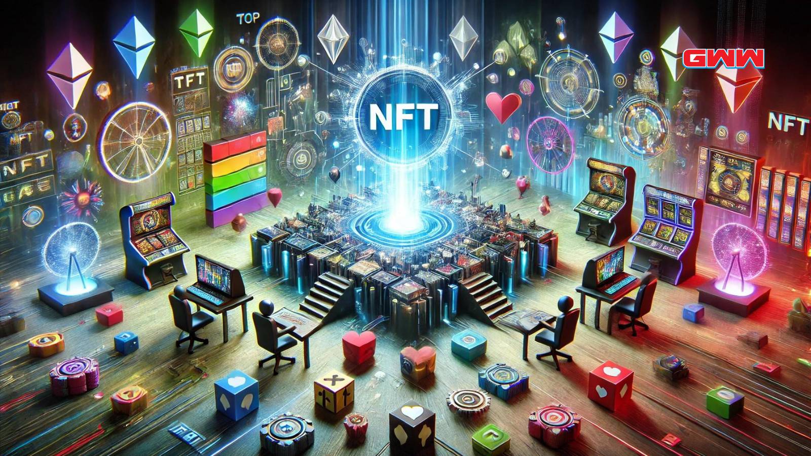 A visually captivating digital artwork representing the top NFT gaming platform. 