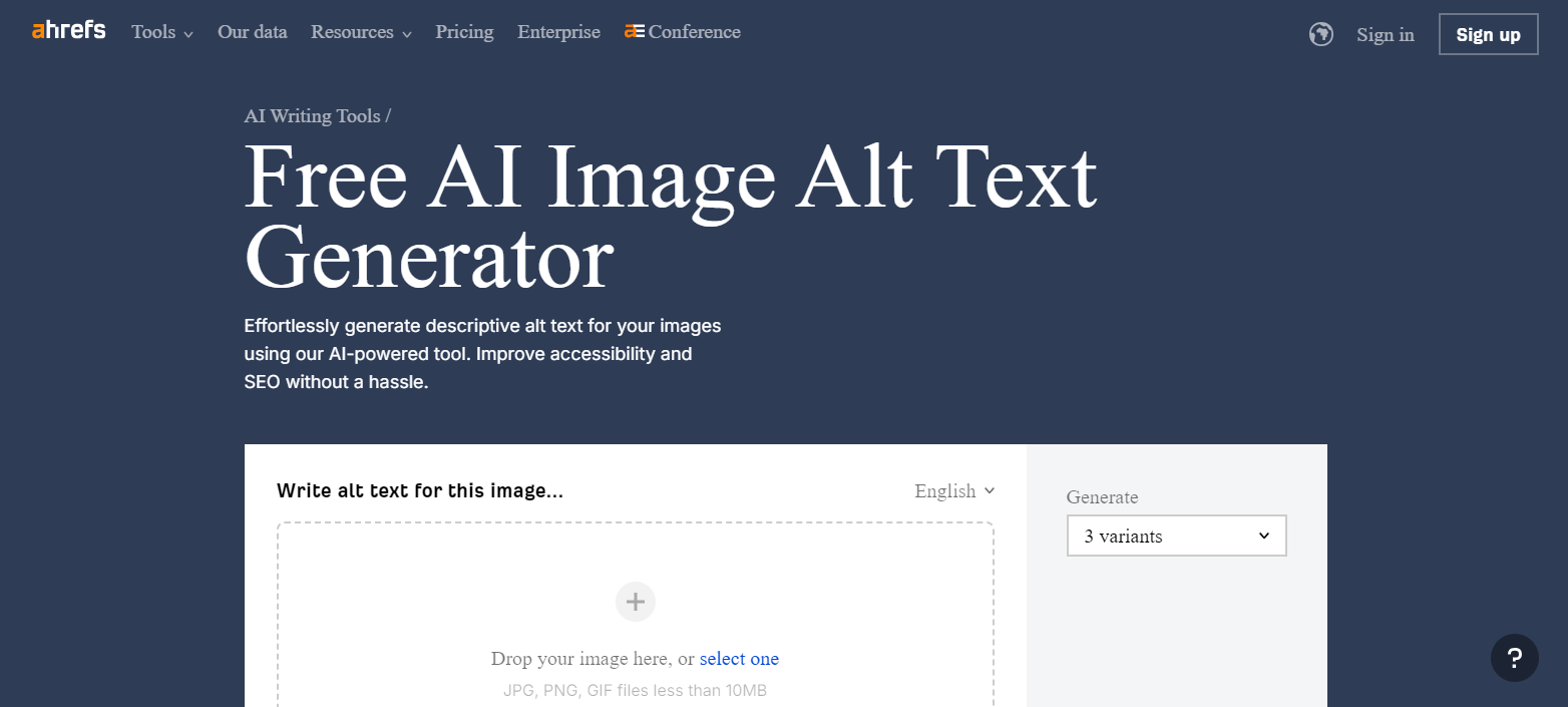 Ahrefs Image Alt Text Generator