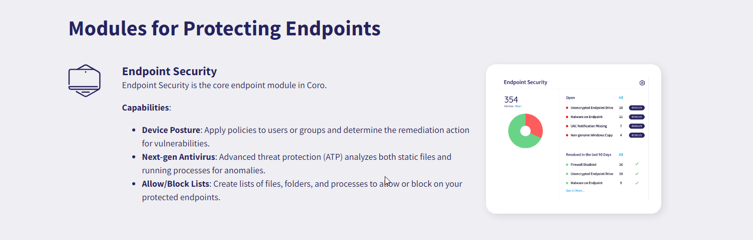 Graphic representation of modules for protecting endpoints.