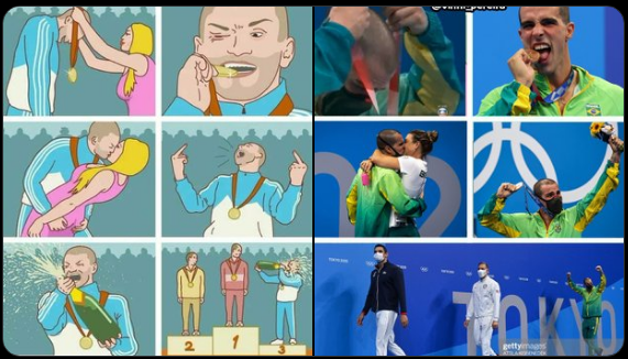 Comemoração de Bruno Fratus nas Olimpíadas vira meme (Foto: Reprodução / Twitter)