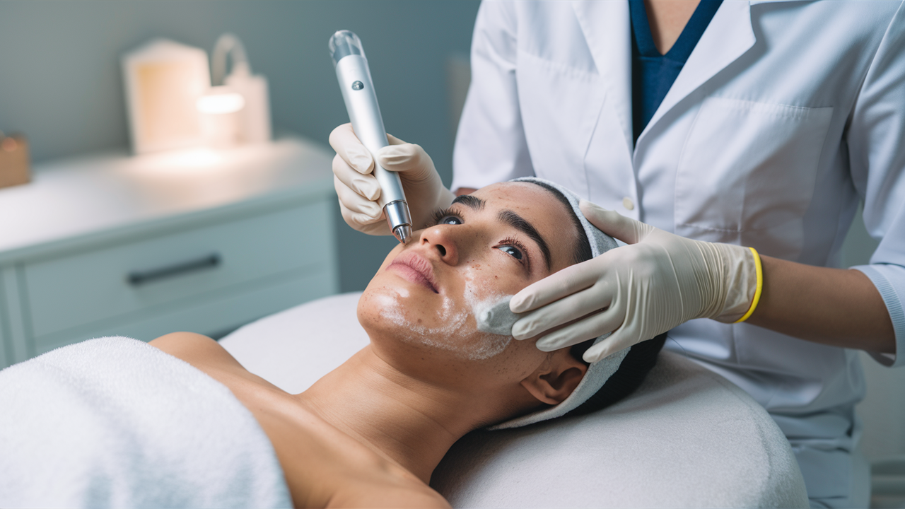 How does microdermabrasion help in removing dark spots?