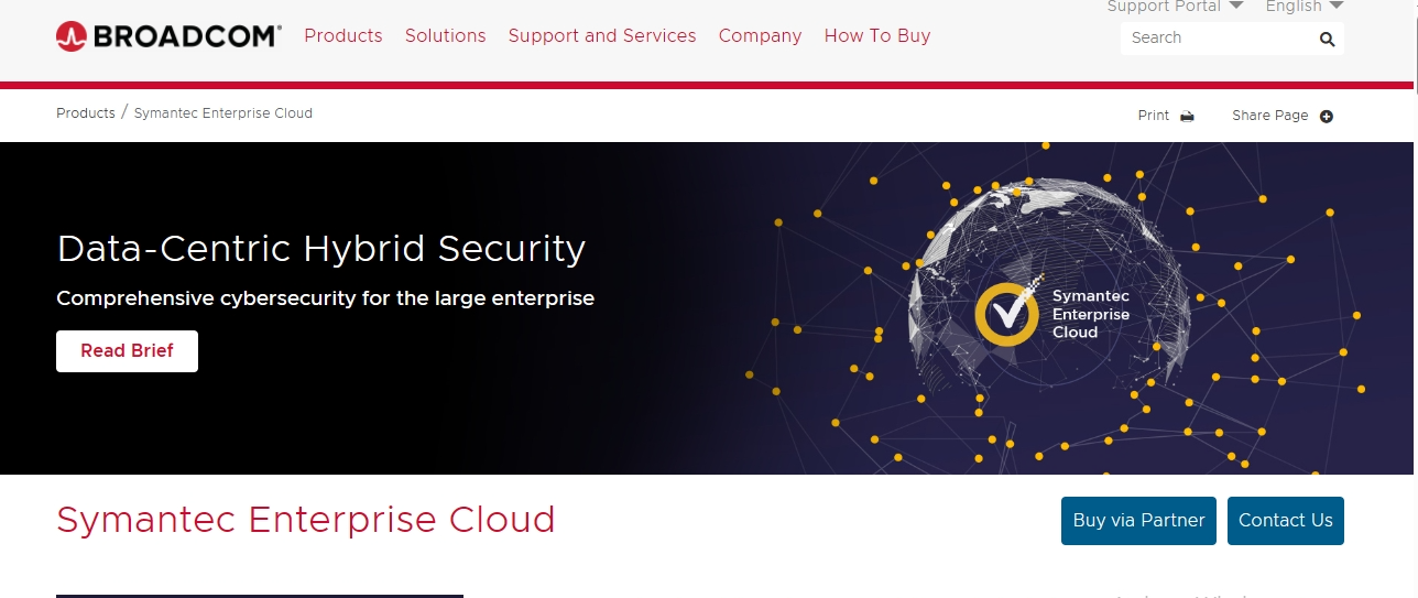 The Main Page of Symantec. A brief about the website