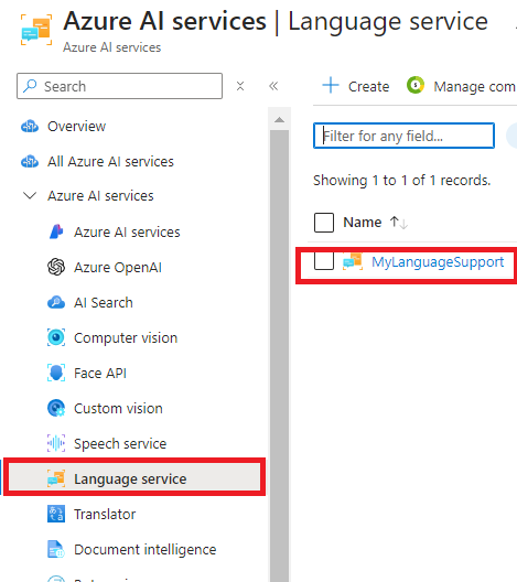 Azure Language Service