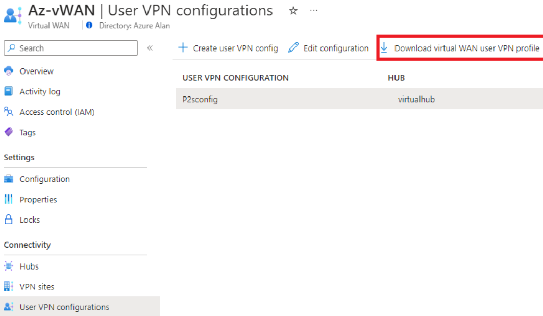 user vpn configuration