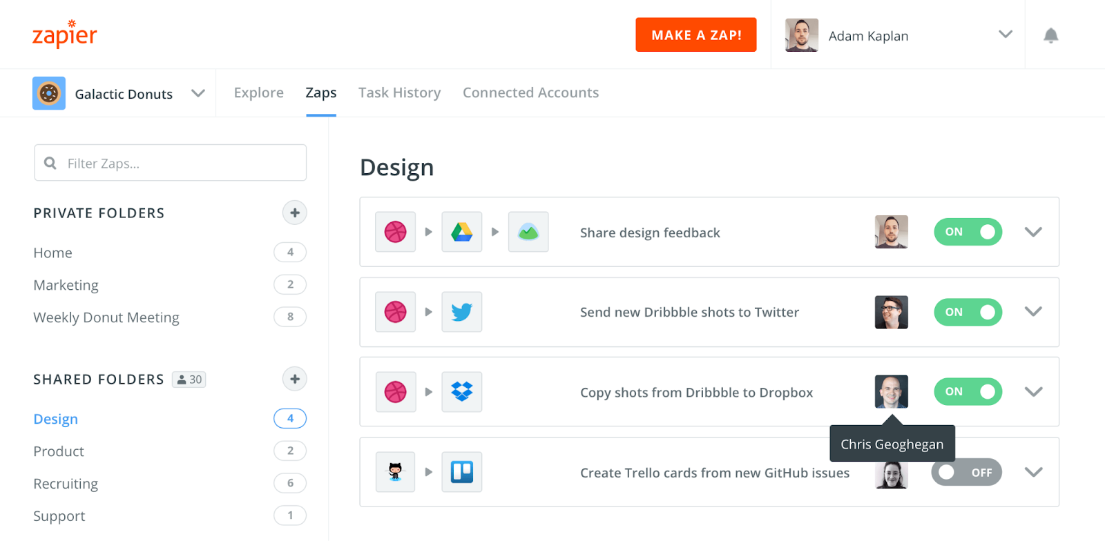 Zapier's Shared Workspaces