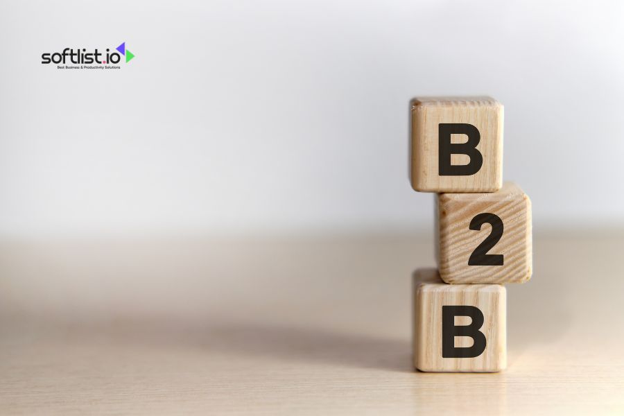 Wooden blocks arranged to spell B2B, representing business-to-business sales