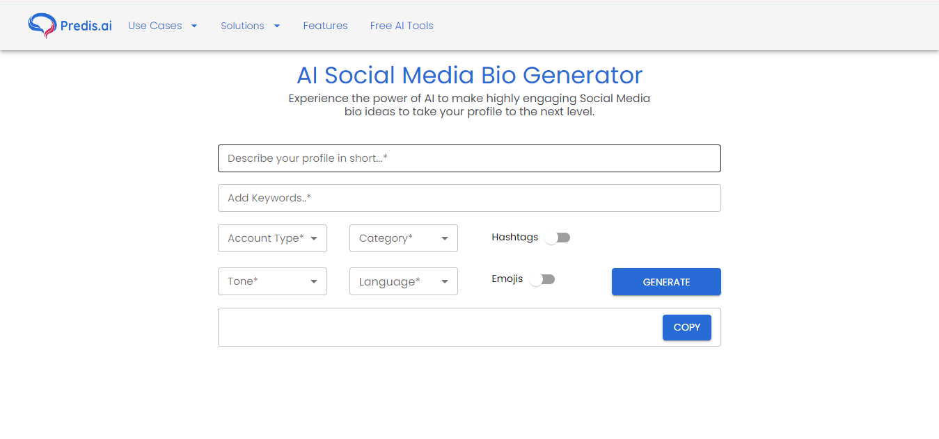 Predis AI Social Media Bio Generator