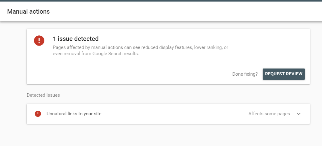 penalties in Google search console