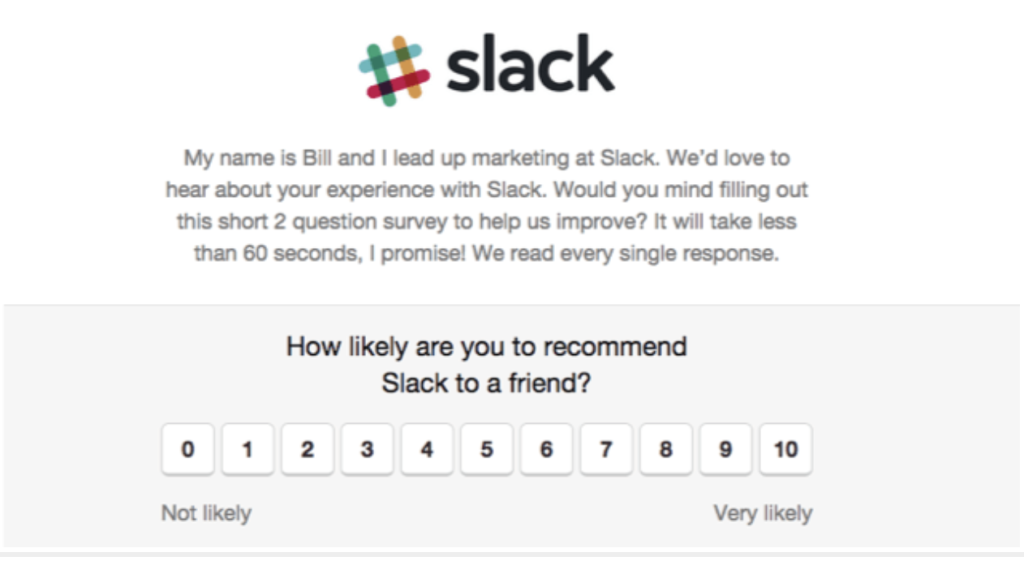 Slack’s NPS survey template