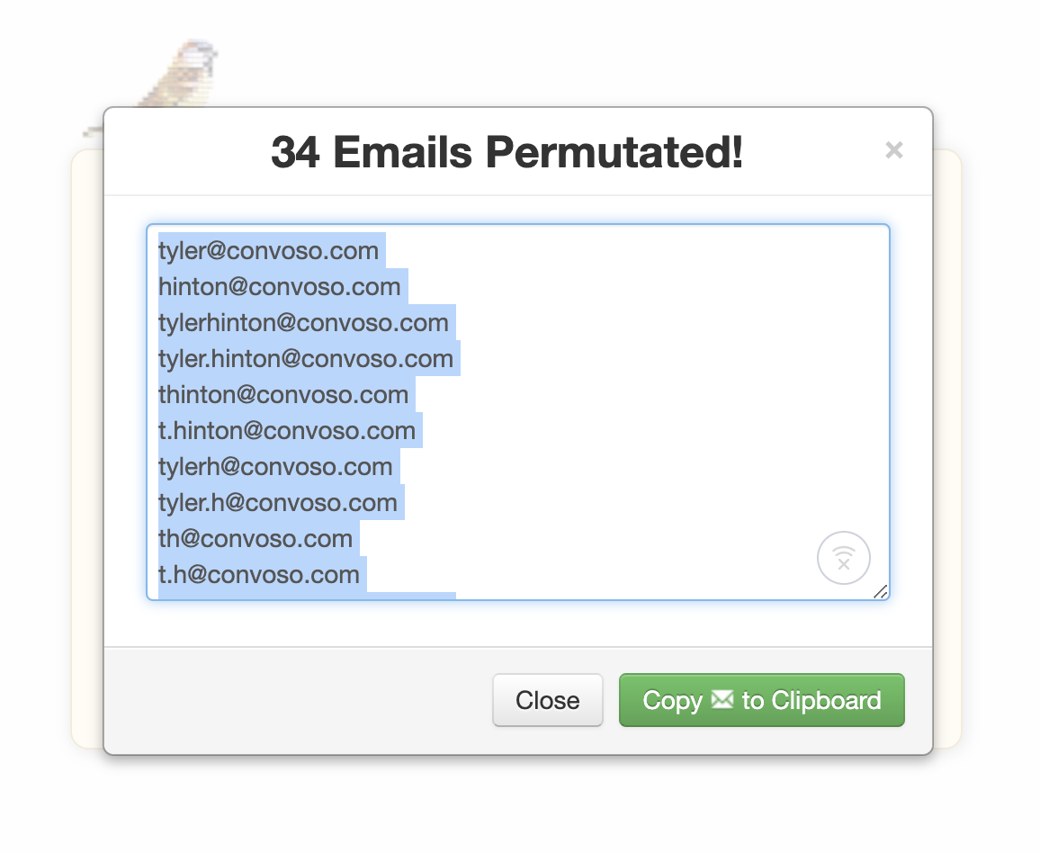 Email permutator Metric sparrow gives 33 email address combinations 