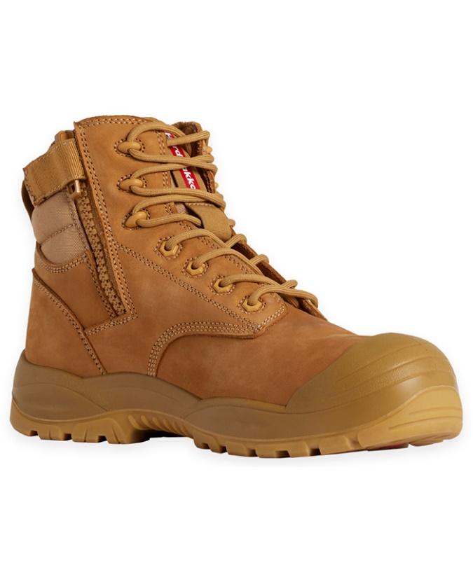 A brown boot with a white background

Description automatically generated