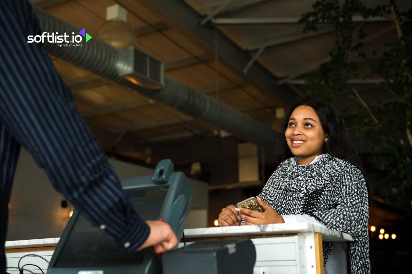 a customer buying in the cashier counter