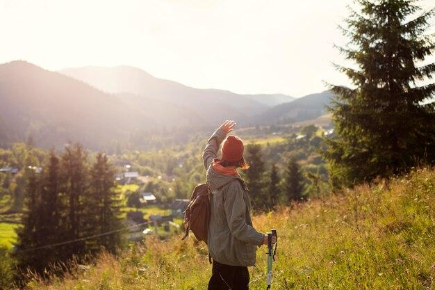 Woman enjoying the rural surroundings