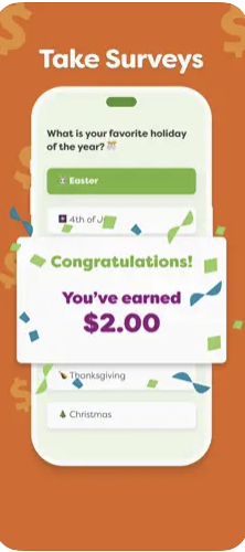 The InboxDollars app showing earnings of $2 for completing a survey. 