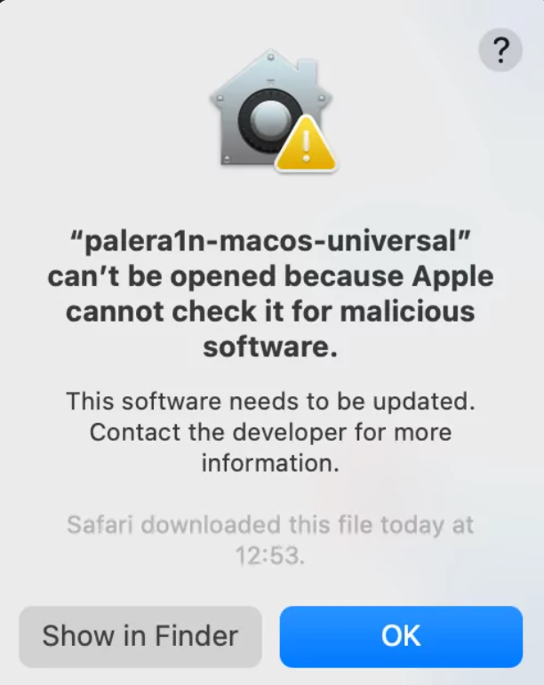 Request for permission to execute an application for jailbreaking
