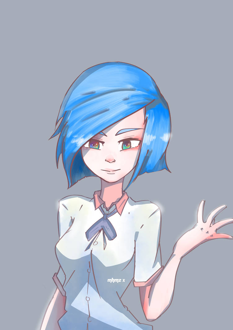 Cool Attitude Girl DP with short blue hair
