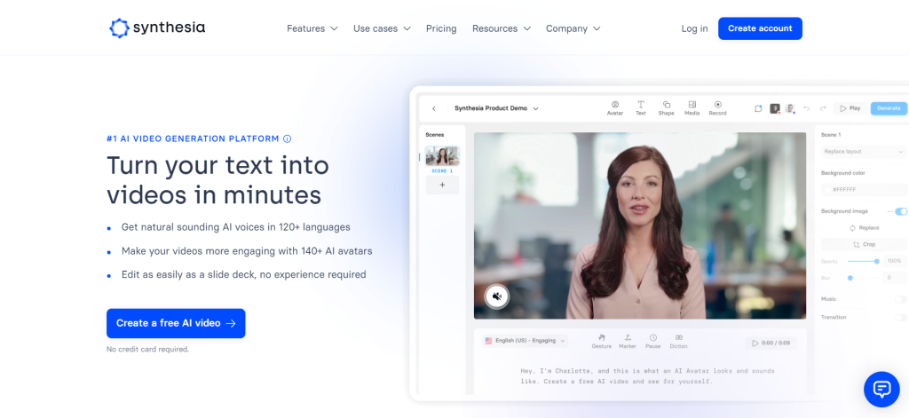 Synthesia - AI video editing tool