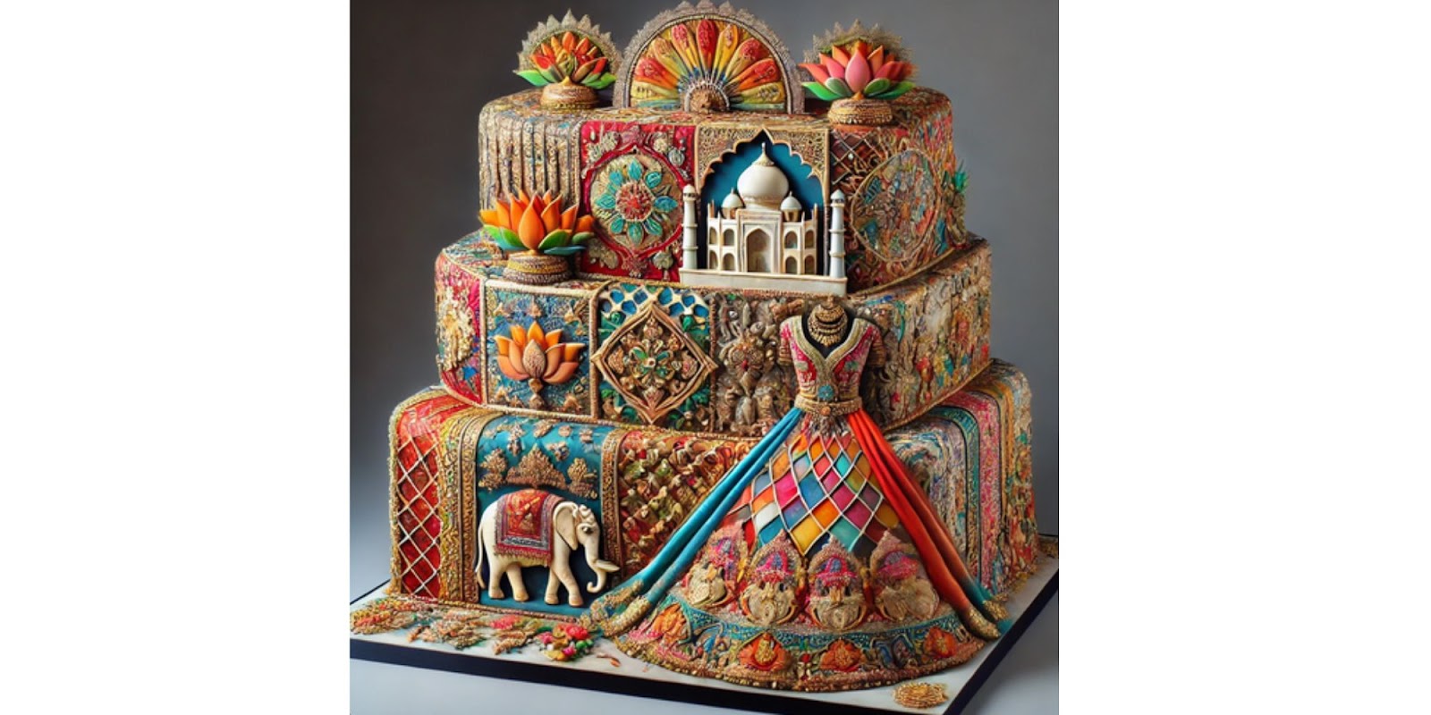 Unique Bridal Cake Design Inspired by Indian Bridal Attires