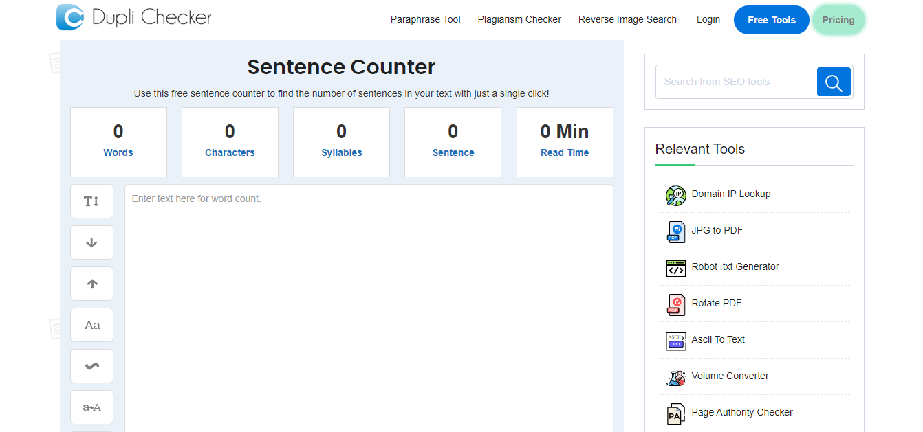 DupliChecker.com Sentence Counter