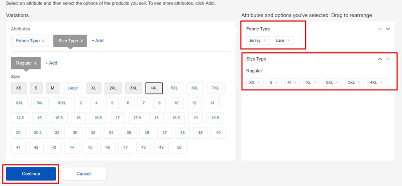 8. Tambahkan jenis yang kita mahu muncul pada halaman listing dan pilih setiap ciri ikut stok yang ada.