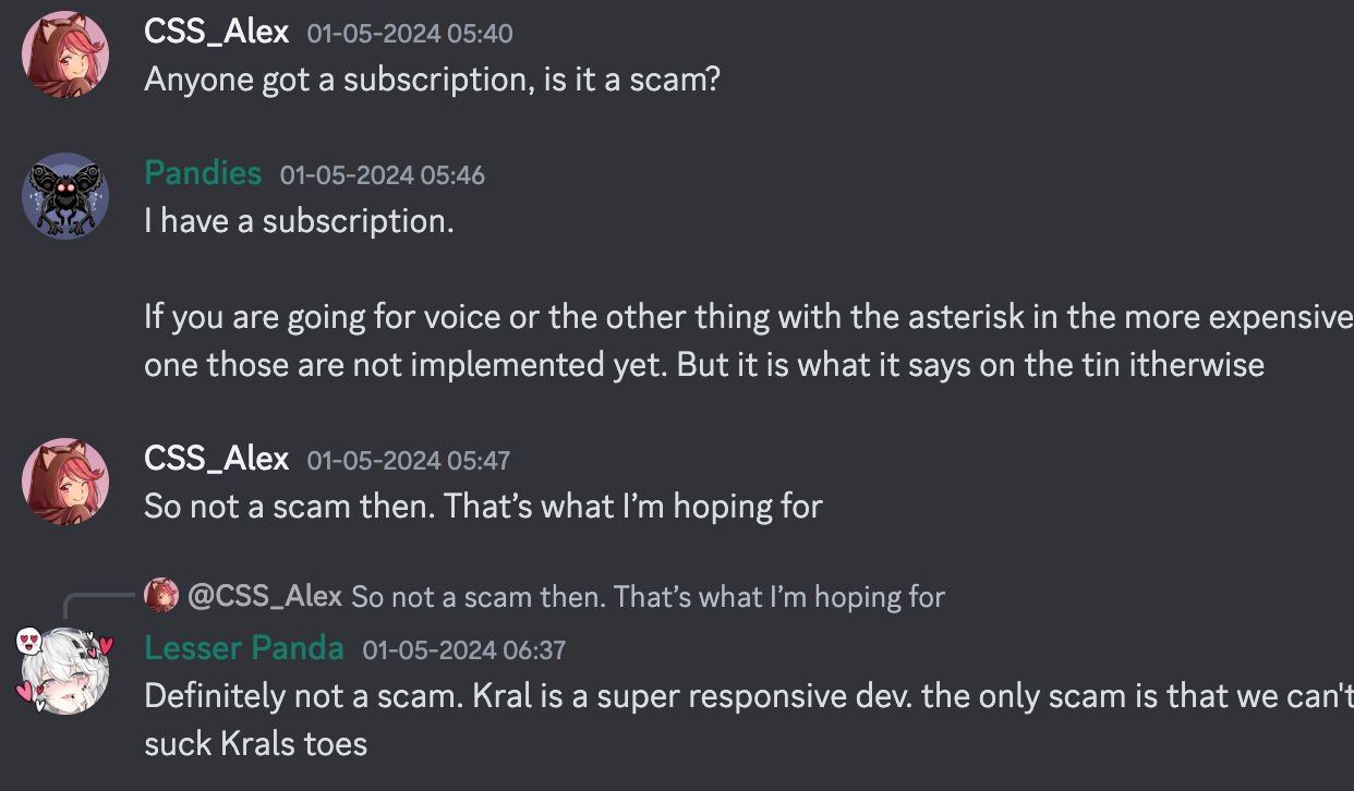 User asking of OnlyChar AI is a scam