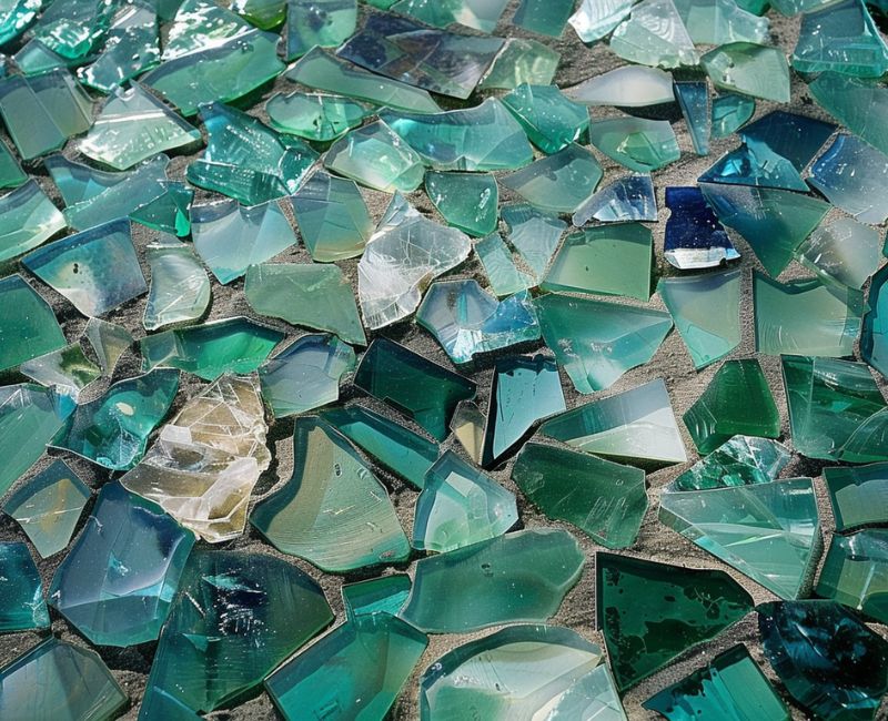 Recycled glass is glass that has been repurposed from various sources such as bottles, windows, and other glass products. This material is processed and transformed into new forms suitable for construction.