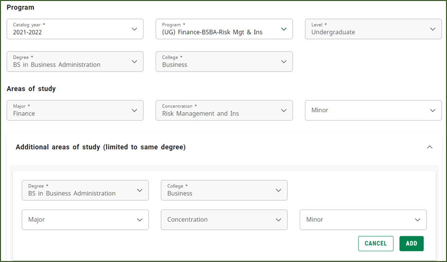 Image of What If section in DegreeWorks