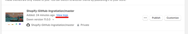 view theme logs in shopify theme library