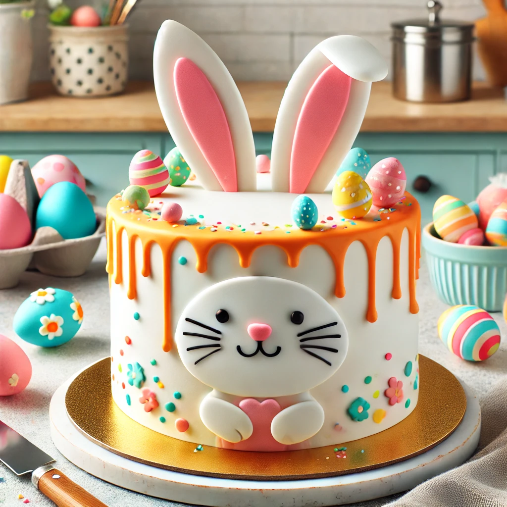 Easy Bunny Cake with Drip Decoration, Perfect for Easter