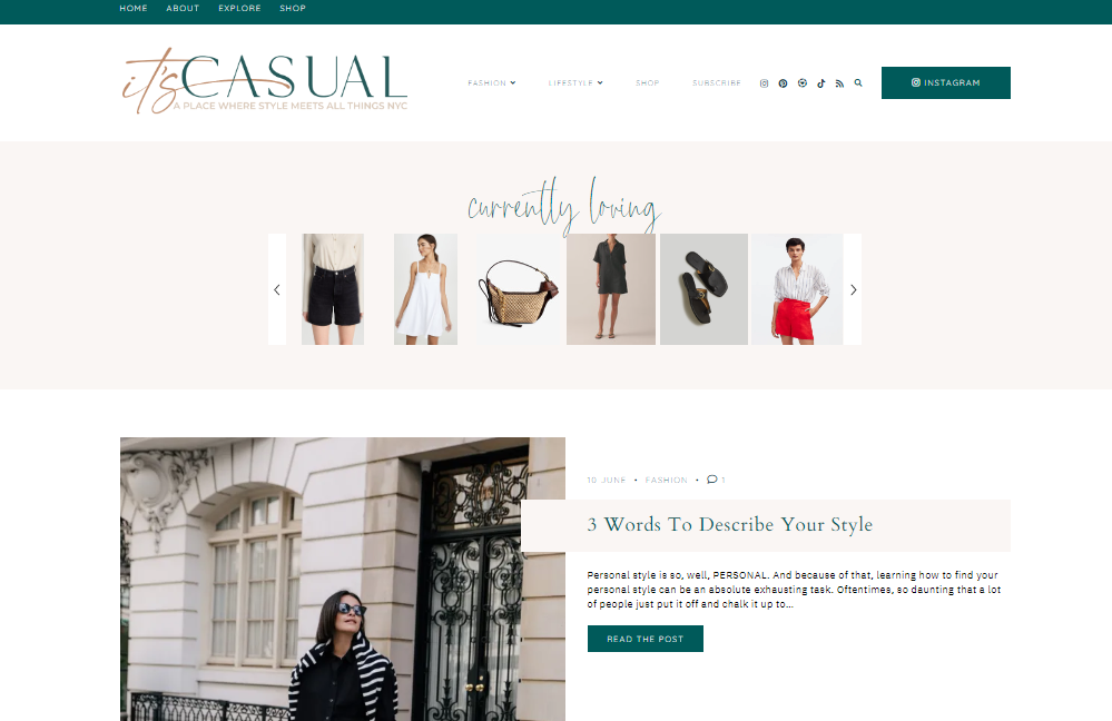 It’s Casual blog for blog page examples