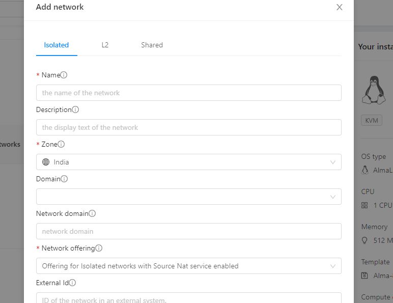 creating VM in Apache CloudStack - StackBill Cloud Management Portal