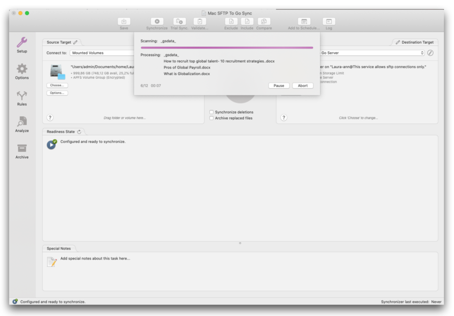 Mac SFTP sync process