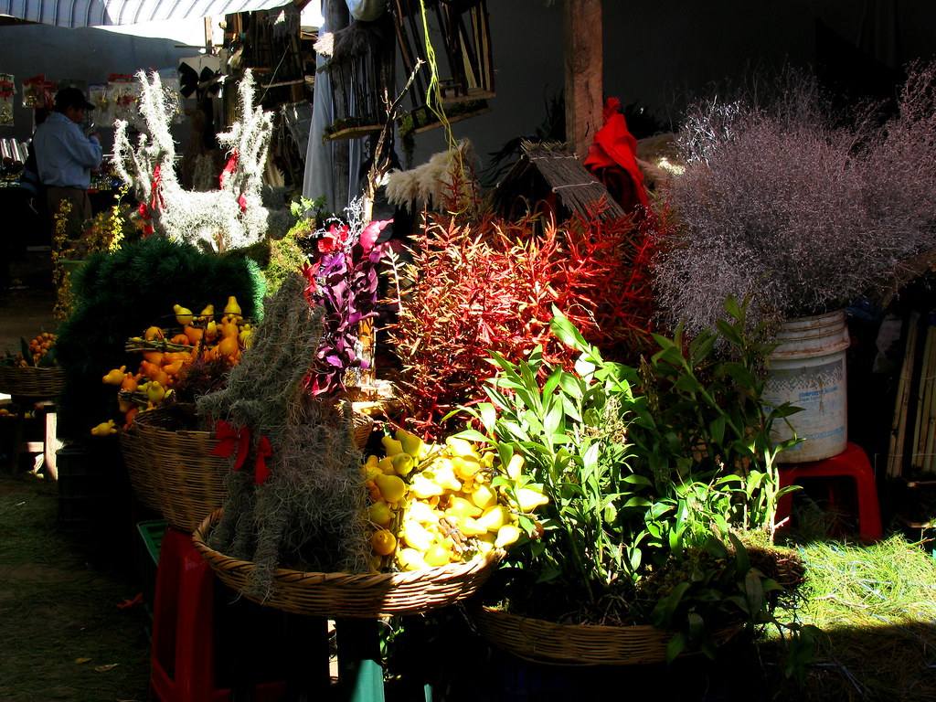 Flower shop in main market of Flores, Guatemala