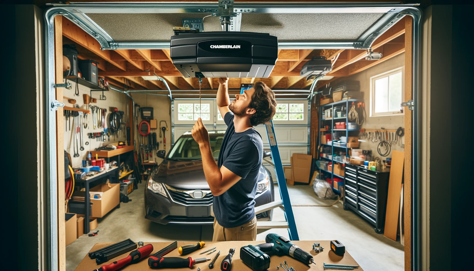 how to install a chamberlain garage door opener