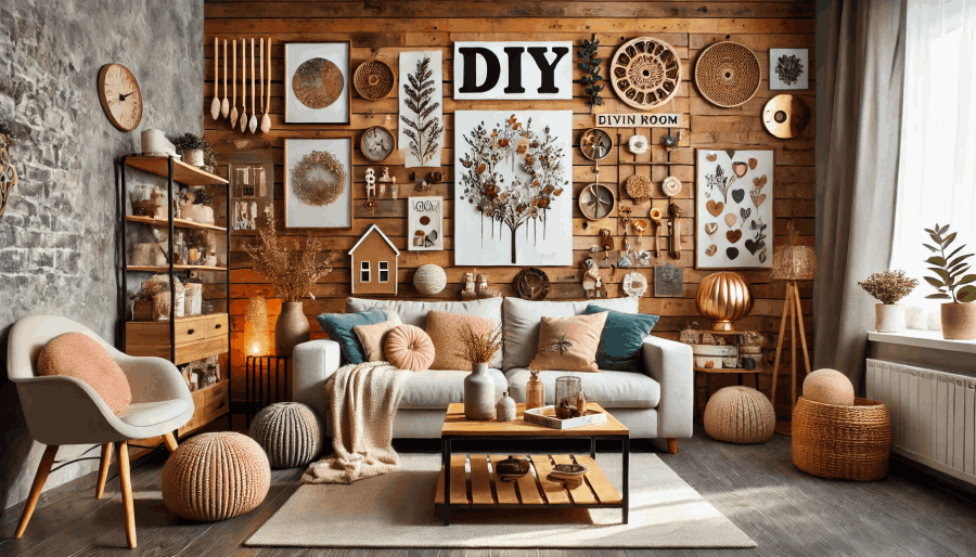 Here is an image illustrating DIY decor ideas for your living room.