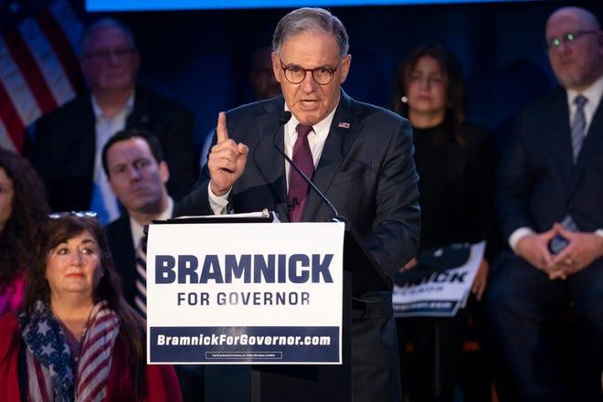 Jan 27, 2024; New Brunswick, NJ, United States; State Sen. Jon Bramnick, a Republican, announces his run for NJ governor at The Stress Factory.