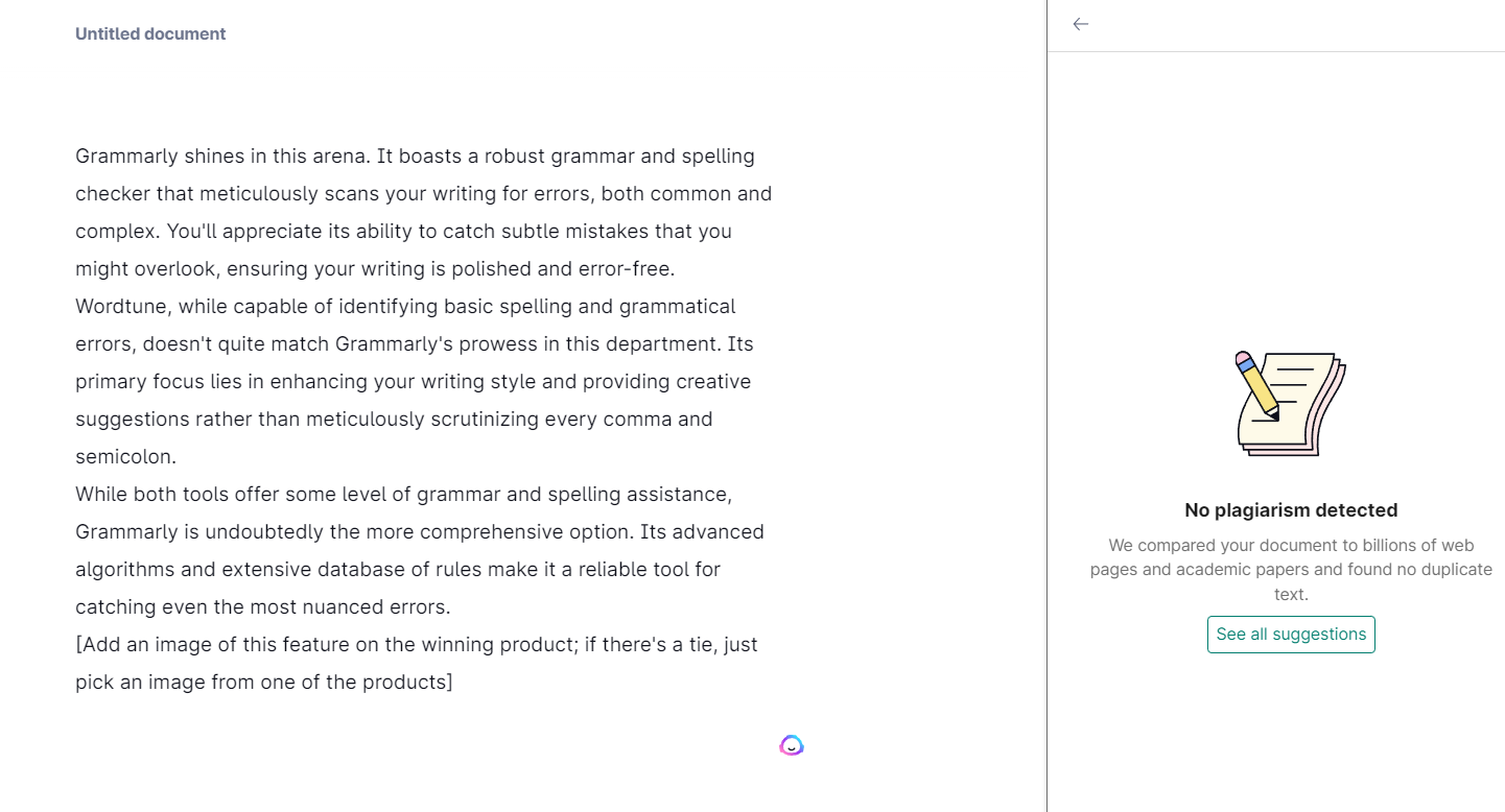 Grammarly's Plagiarism Checker